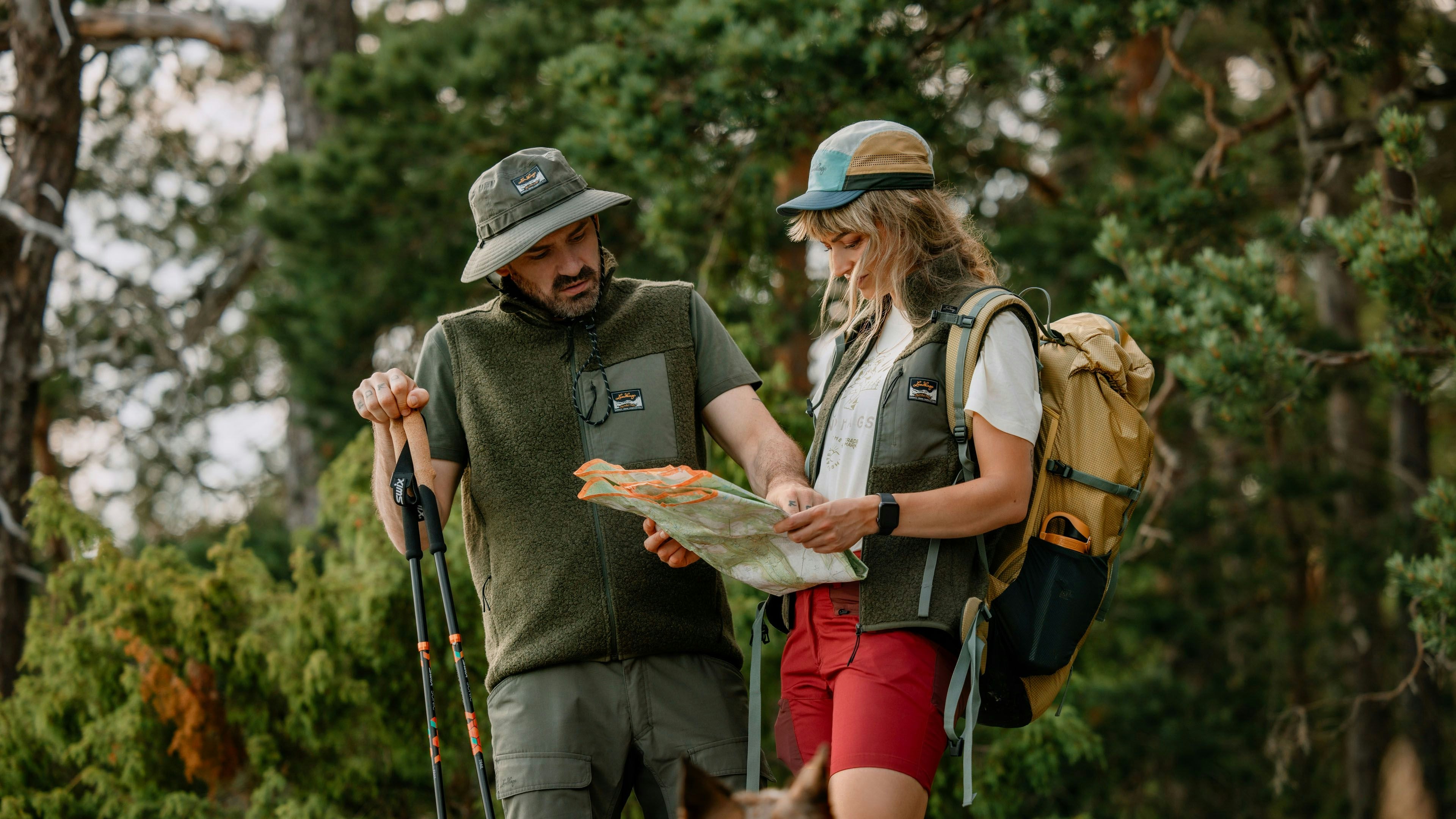 Couple hiking in the woods