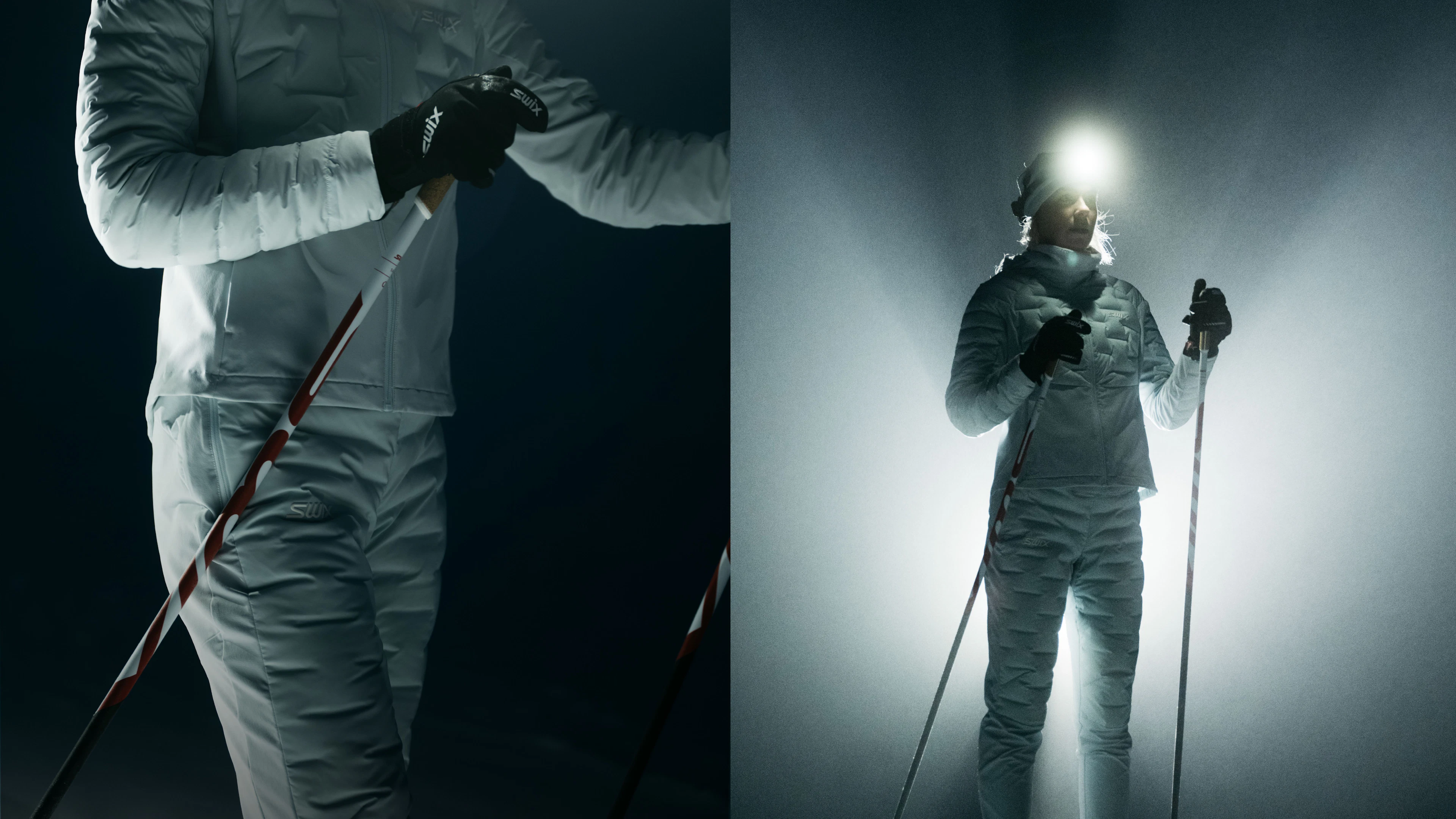 Person med full Horizon bekledning i nattemørket med stemningsfull belysning bak