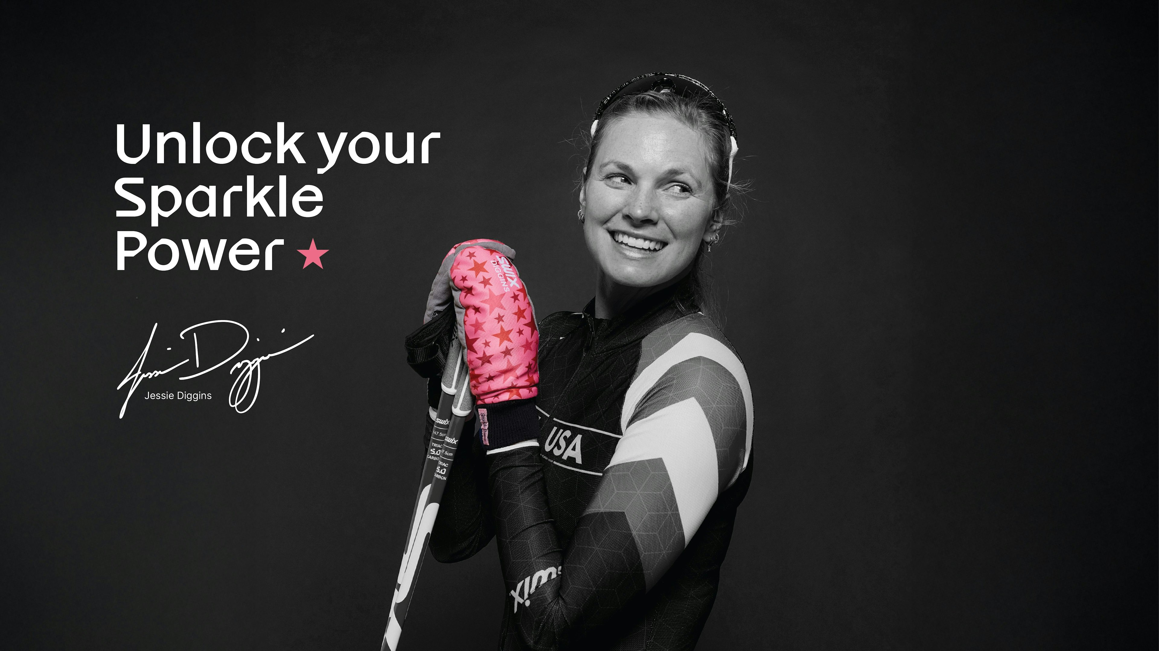 Jessie Diggins wearing her new gloves